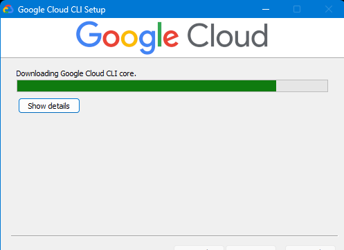Google Cloud CLI のダウンロード中。