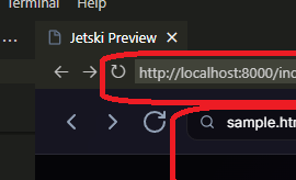 二つのアドレス（SimpleBrowser の URL と対象 HTML 指定）
