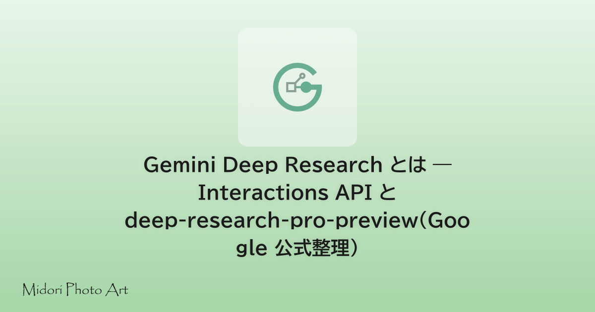 Gemini Deep Research エージェント（Interactions API）のサムネイル